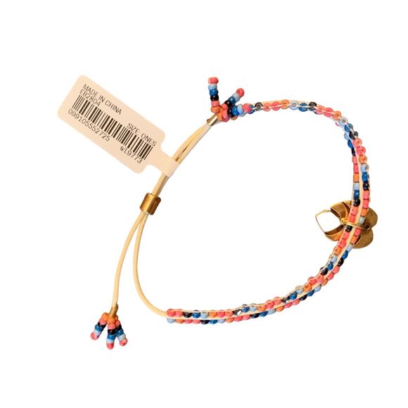 NWT Madewell Beaded W/Gold Leaf Charm Slider Bracelet - Picture 4 of 9